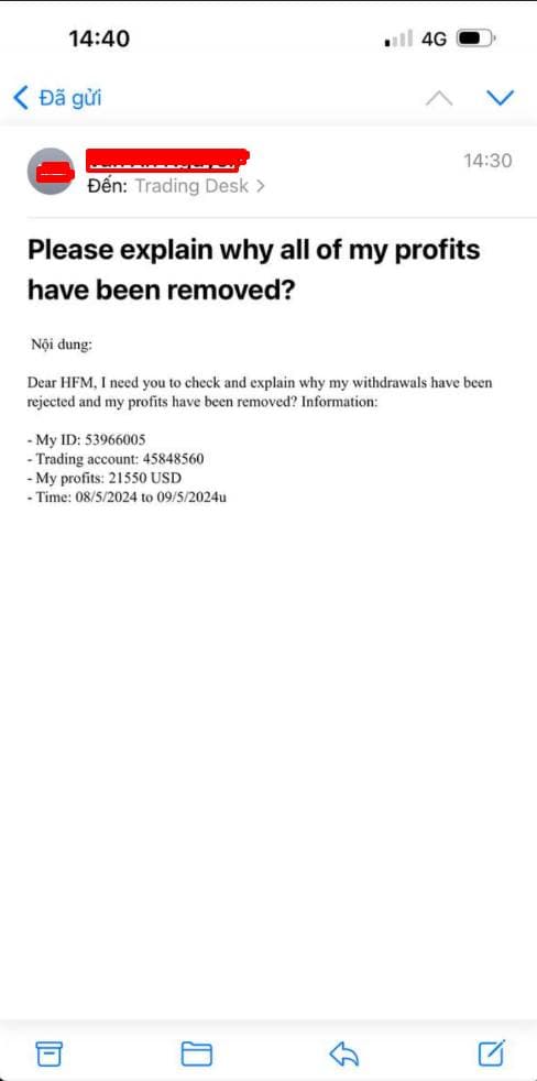 Sàn HFM Không Cho Tôi Rút Tiền Trong Tài Khoản.